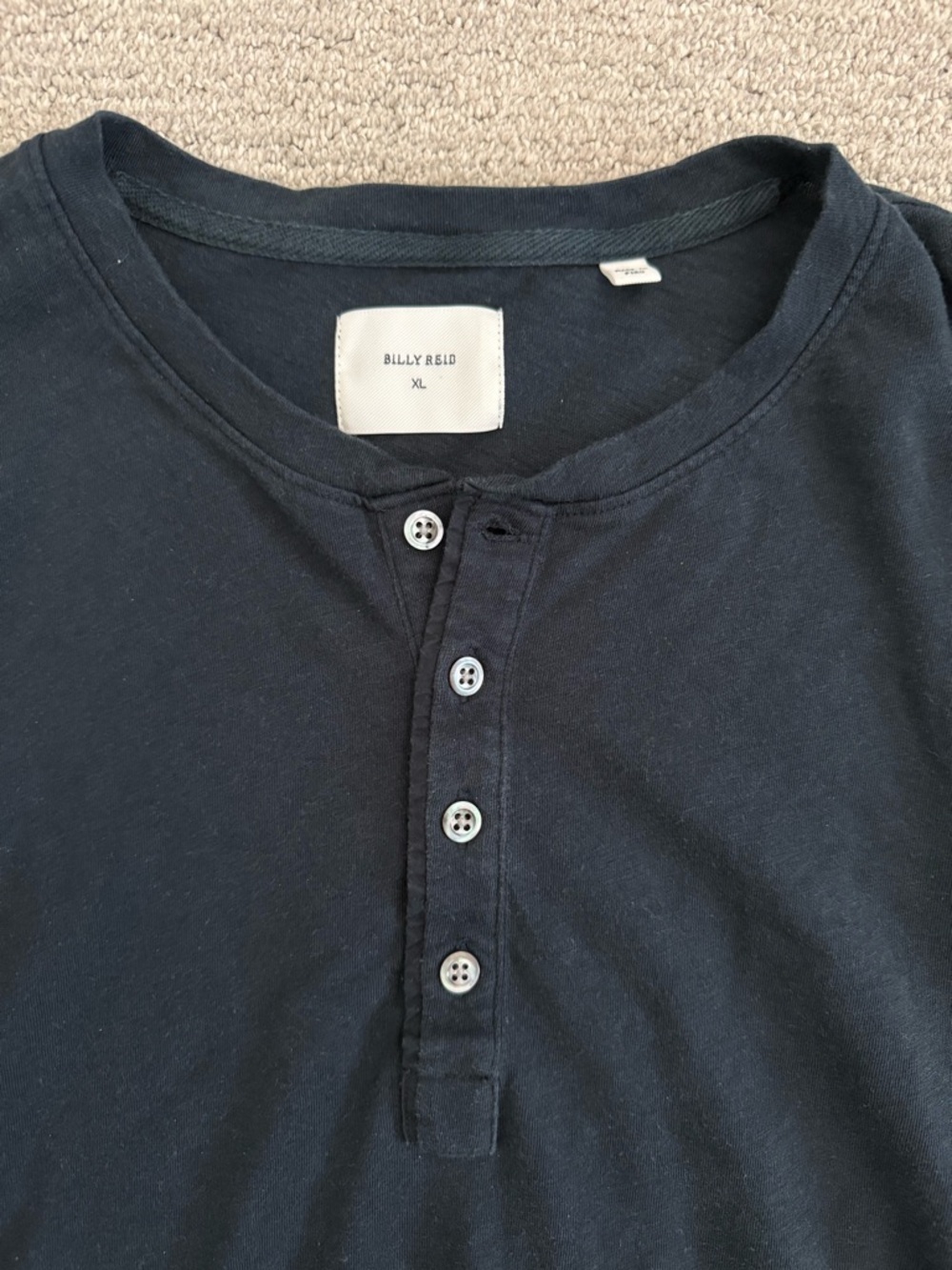 Men’s Billy Reid Black Long-Sleeve Henley Shirt - Picture 4 of 5